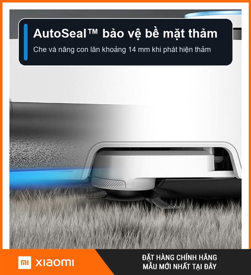 Cơ chế AutoSeal nâng con lăn khi Dreame Aqua10 Ultra Roller gặp thảm