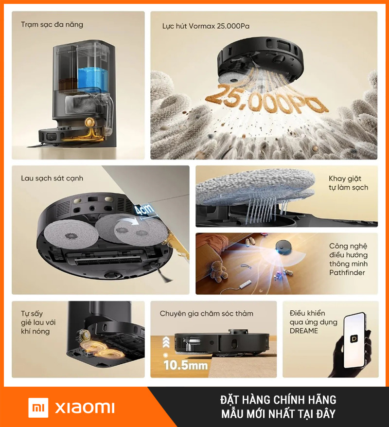 Dreame D30 Ultra CE Trắng/Đen - Robot hút bụi lau nhà