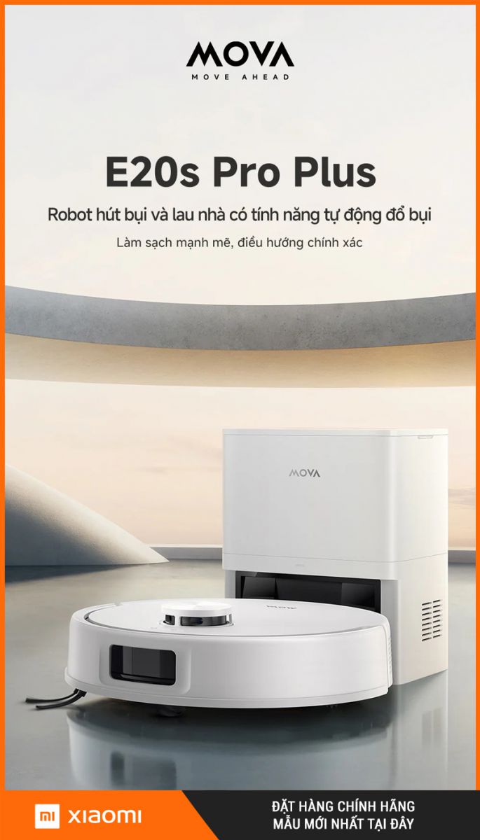 Mova E20s Pro Plus Trắng - Robot Hút Bụi Lau Nhà