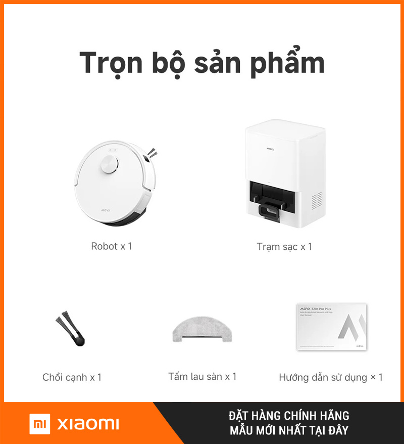 Mova E20s Pro Plus Trắng - Robot Hút Bụi Lau Nhà