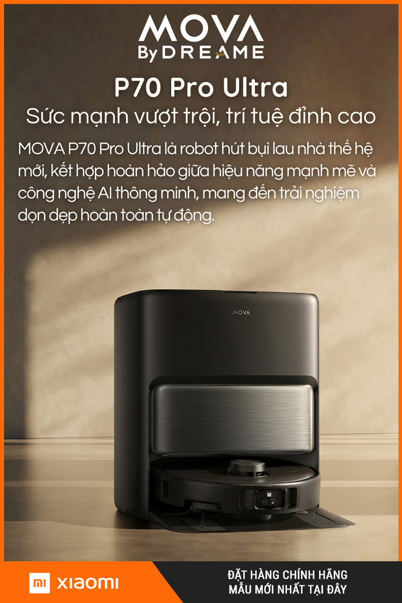 Mova P70 Pro Ultra Đen - Robot hút bụi lau nhà