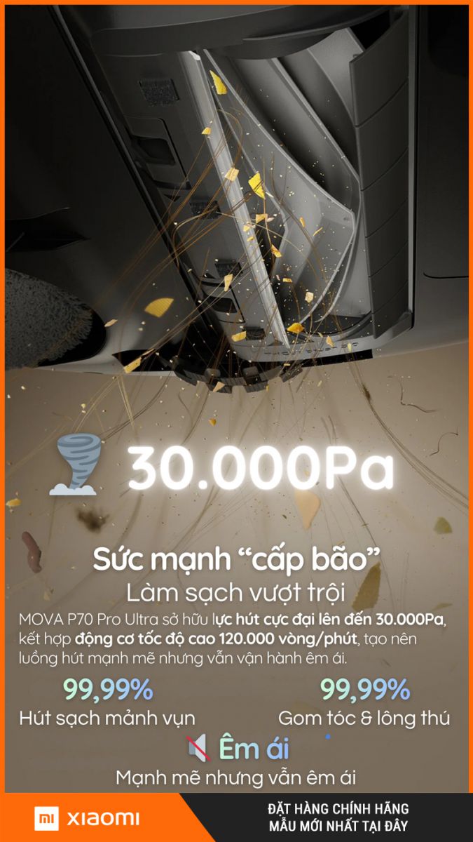 Mova P70 Pro Ultra Đen - Robot hút bụi lau nhà