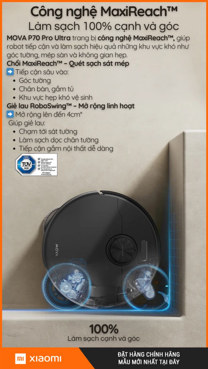 Mova P70 Pro Ultra Đen - Robot hút bụi lau nhà