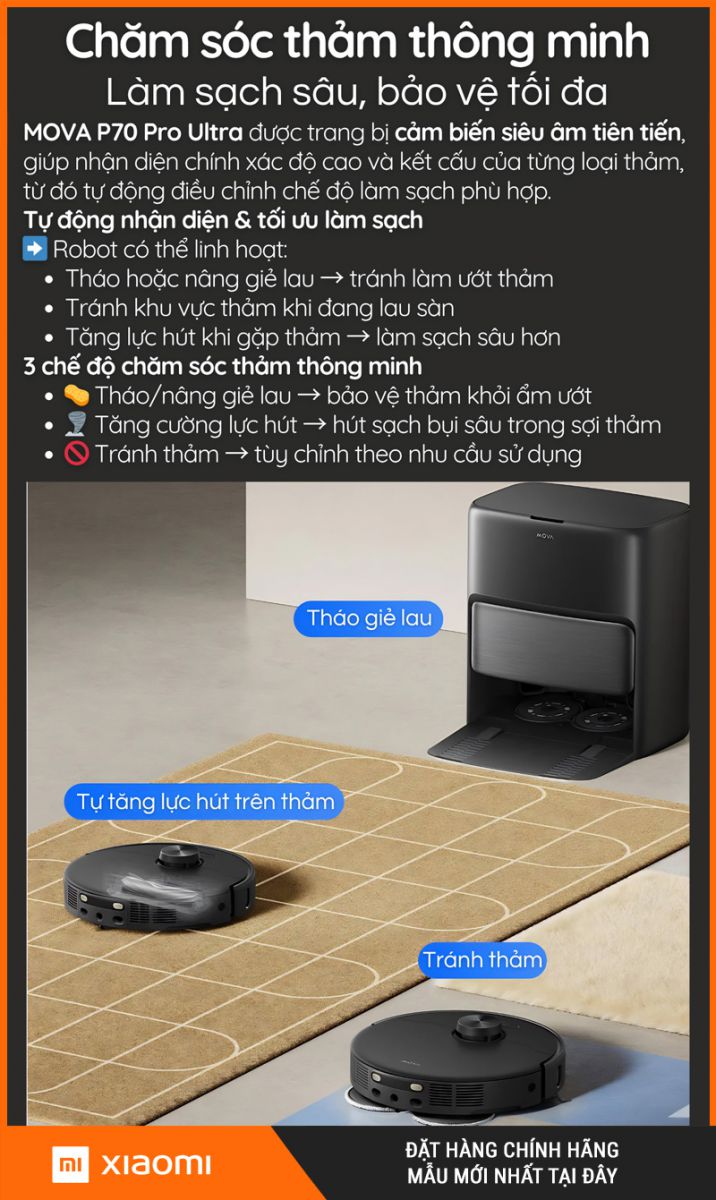 Mova P70 Pro Ultra Đen - Robot hút bụi lau nhà