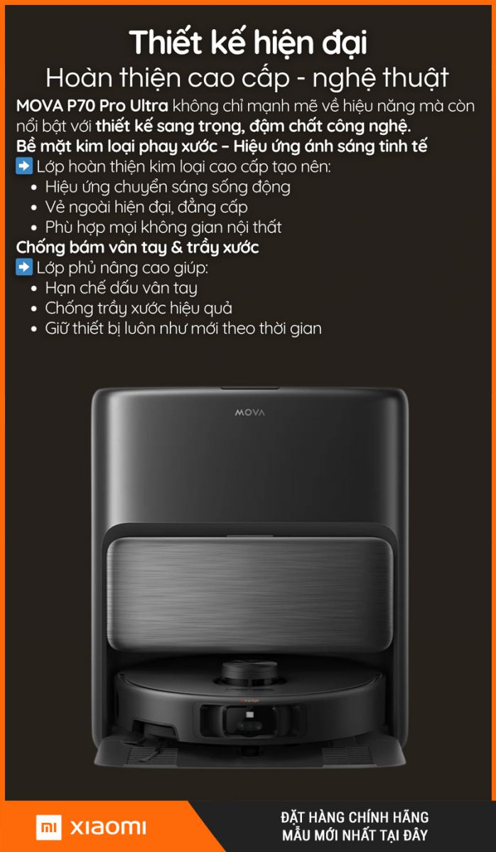 Mova P70 Pro Ultra Đen - Robot hút bụi lau nhà