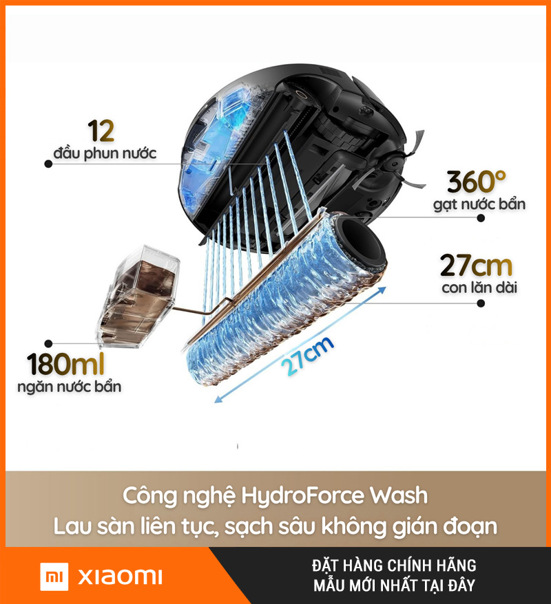 Mova S70 Roller Trắng/Đen - Robot hút bụi lau nhà