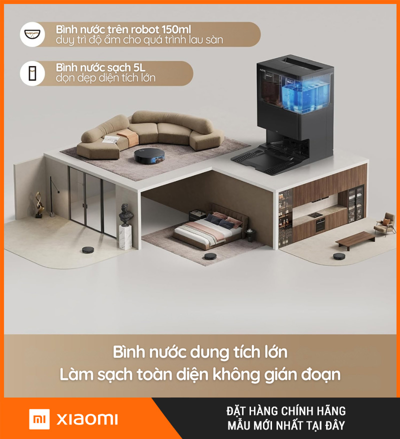 Mova S70 Roller Trắng/Đen - Robot hút bụi lau nhà
