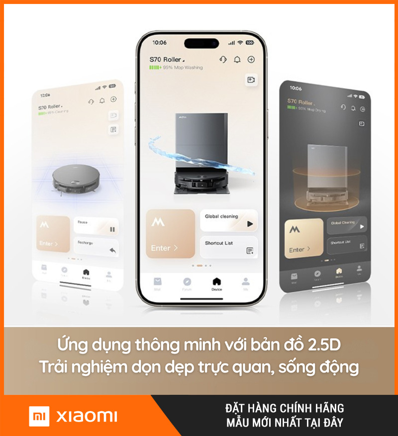 Mova S70 Roller Trắng/Đen - Robot hút bụi lau nhà