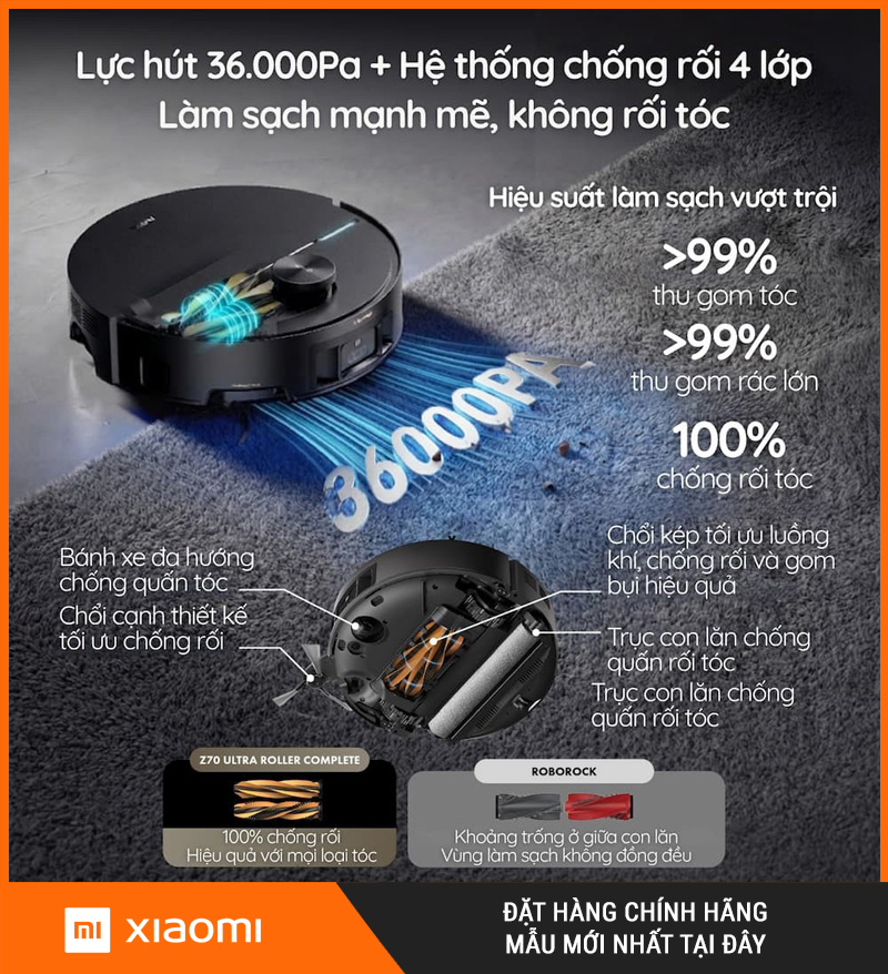 Mova Z70 Ultra Roller Complete Đen - Robot hút bụi lau nhà