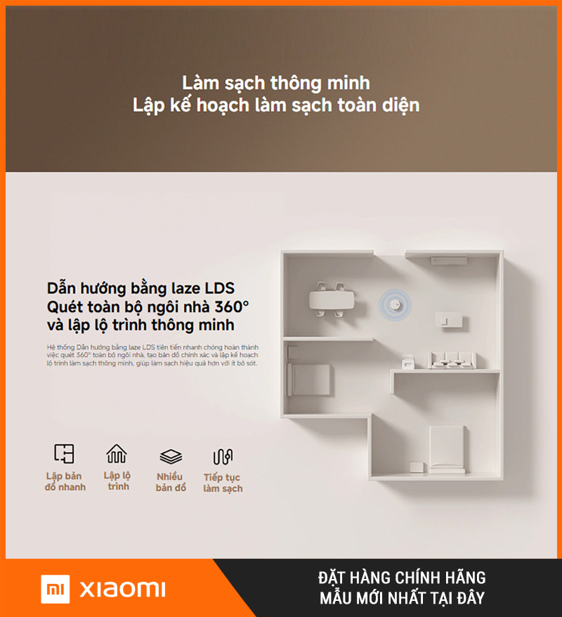 Xiaomi H50 Trắng - Robot Hút Bụi Lau Nhà Thông Minh